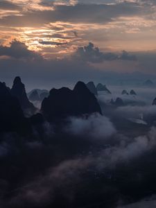 Preview wallpaper mountains, landscape, clouds, sky