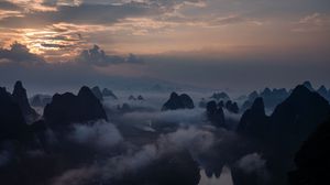 Preview wallpaper mountains, landscape, clouds, sky