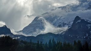 Preview wallpaper mountains, landscape, clouds, nature, trees