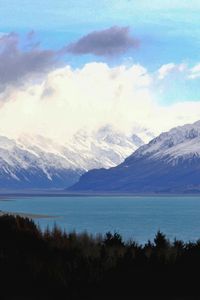 Preview wallpaper mountains, landscape, clouds, forest, lake