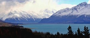 Preview wallpaper mountains, landscape, clouds, forest, lake