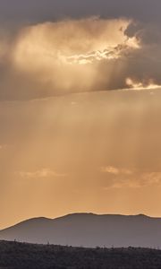 Preview wallpaper mountains, landscape, clouds, rays, light, nature