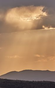 Preview wallpaper mountains, landscape, clouds, rays, light, nature