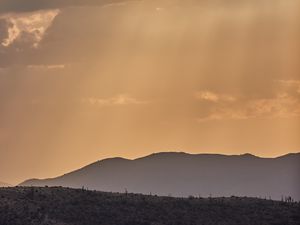 Preview wallpaper mountains, landscape, clouds, rays, light, nature