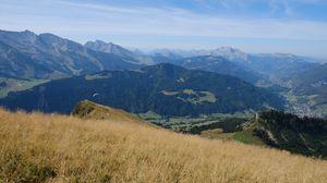 Preview wallpaper mountains, landscape, grass, relief