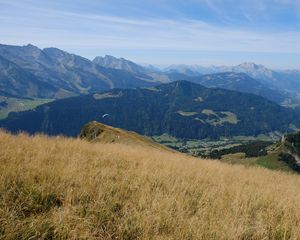 Preview wallpaper mountains, landscape, grass, relief