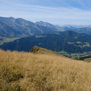 Preview wallpaper mountains, landscape, grass, relief