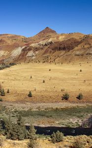 Preview wallpaper mountains, landscape, hills, valley, river, trees