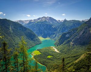 Preview wallpaper mountains, landscape, lake, nature, valley