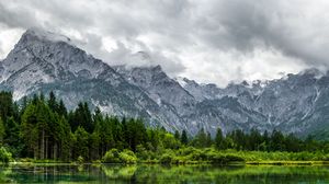 Preview wallpaper mountains, landscape, nature, clouds, trees