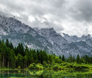 Preview wallpaper mountains, landscape, nature, clouds, trees