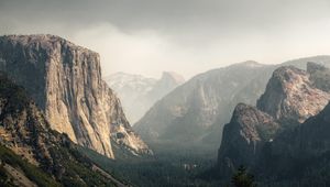 Preview wallpaper mountains, landscape, nature, fog, relief