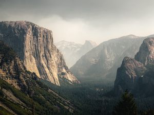 Preview wallpaper mountains, landscape, nature, fog, relief