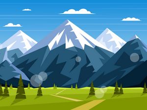 Preview wallpaper mountains, landscape, nature, art, vector