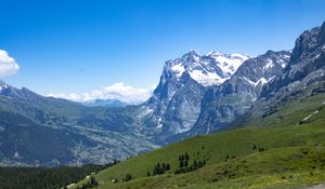 Preview wallpaper mountains, landscape, nature, valley, grass