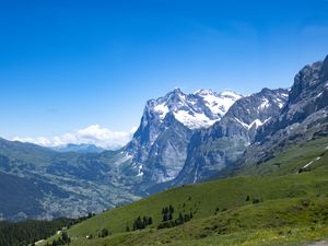 Preview wallpaper mountains, landscape, nature, valley, grass