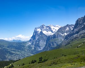 Preview wallpaper mountains, landscape, nature, valley, grass