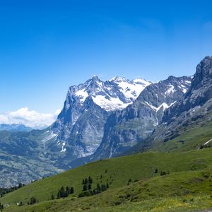 Preview wallpaper mountains, landscape, nature, valley, grass