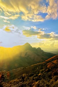 Preview wallpaper mountains, landscape, rays, sky, nature
