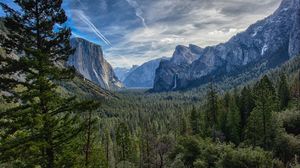 Preview wallpaper mountains, landscape, rocks, valley, forest