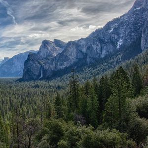 Preview wallpaper mountains, landscape, rocks, valley, forest