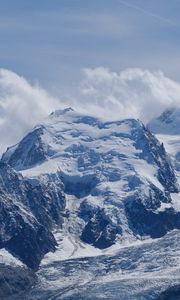 Preview wallpaper mountains, landscape, snow, clouds, sky, relief