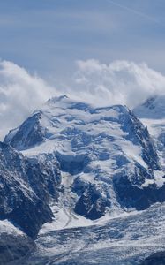 Preview wallpaper mountains, landscape, snow, clouds, sky, relief