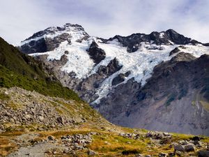 Preview wallpaper mountains, landscape, snow, slope, relief