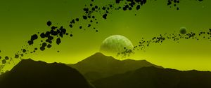 Preview wallpaper mountains, landscape, space, planets, asteroids, shine