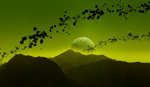 Preview wallpaper mountains, landscape, space, planets, asteroids, shine