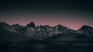 Preview wallpaper mountains, landscape, twilight, evening, sky, purple