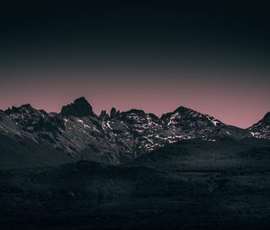 Preview wallpaper mountains, landscape, twilight, evening, sky, purple