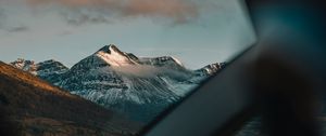 Preview wallpaper mountains, landscape, view, car, overview