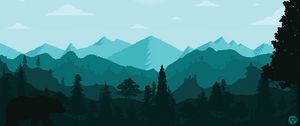 Preview wallpaper mountains, landscape, wildlife, art, vector