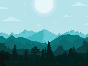 Preview wallpaper mountains, landscape, wildlife, art, vector