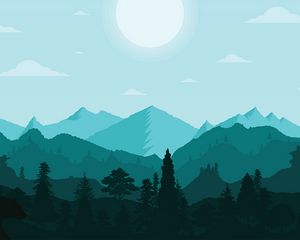 Preview wallpaper mountains, landscape, wildlife, art, vector