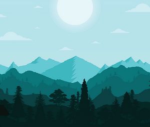 Preview wallpaper mountains, landscape, wildlife, art, vector