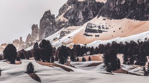 Preview wallpaper mountains, landscape, winter, trees, snow