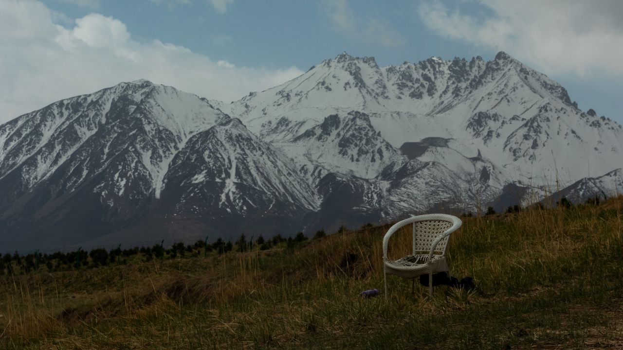 Wallpaper mountains, lawn, chair, grass, nature hd, picture, image