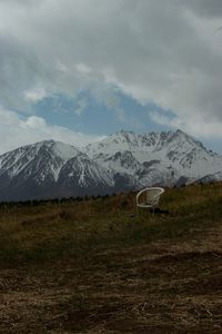 Preview wallpaper mountains, lawn, chair, grass, nature