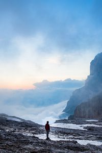Preview wallpaper mountains, loneliness, fog, dolomites, italy