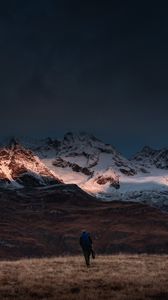 Preview wallpaper mountains, man, alone, nature, travel