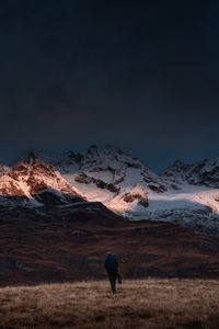 Preview wallpaper mountains, man, alone, nature, travel