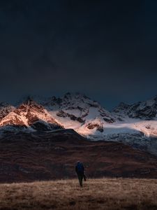 Preview wallpaper mountains, man, alone, nature, travel