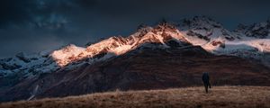 Preview wallpaper mountains, man, alone, nature, travel