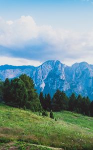 Preview wallpaper mountains, meadow, dolomites, fassa valley, italy