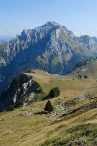 Preview wallpaper mountains, meadow, greenery, nature, aerial view, landscape