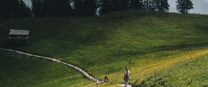 Preview wallpaper mountains, meadow, path, hills, trees, landscape