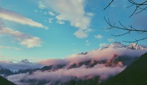 Preview wallpaper mountains, mist, sky, peak