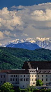 Preview wallpaper mountains, monastery, abbey, mountain landscape